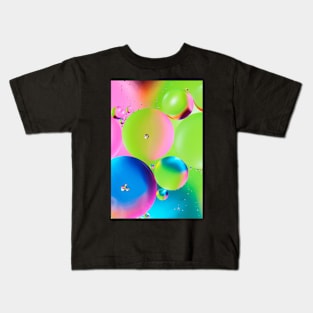 Colorful close up of oil drops in water Kids T-Shirt